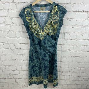 Athleta Nectar Size Small Faux Wrap Dress Tattooed Surplice Cap Sleeve Tie Dye